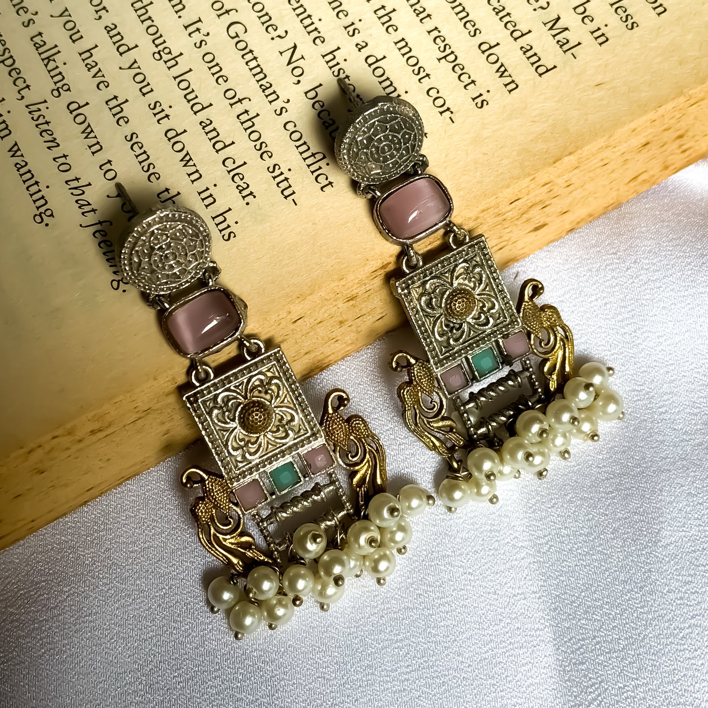 Nandini SLA Brass Earrings - Pastel Pink