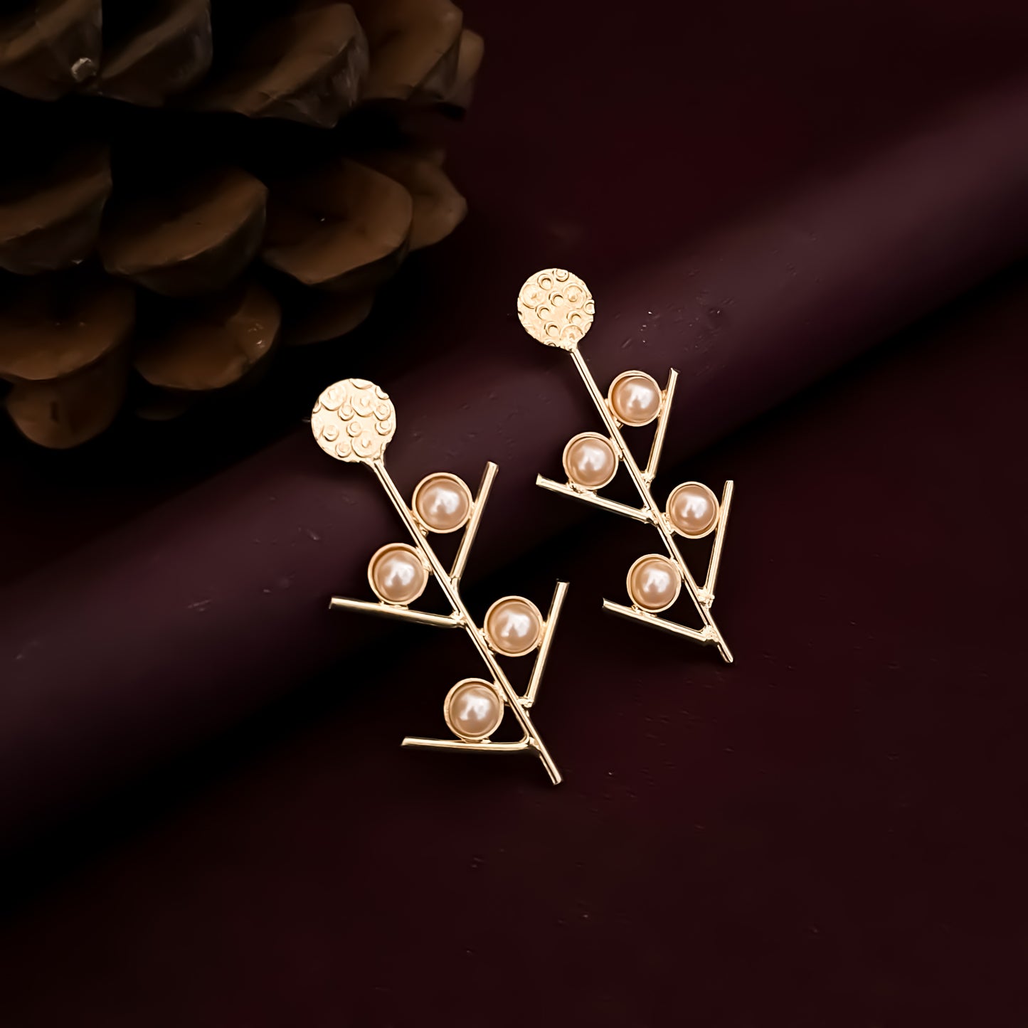 Kaylin Pearl Brass Earrings