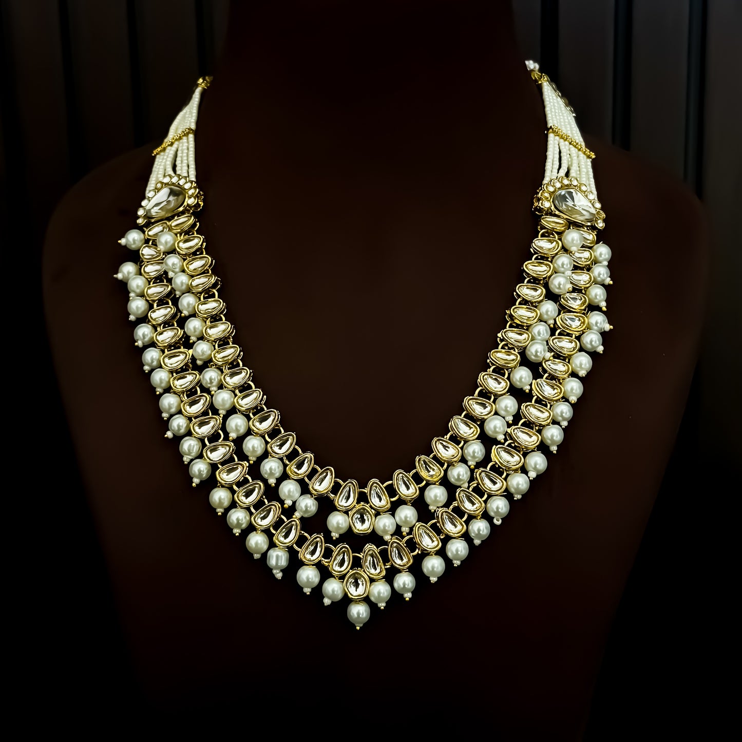 Stuti Double Layer Kundan Necklace Set - Golden