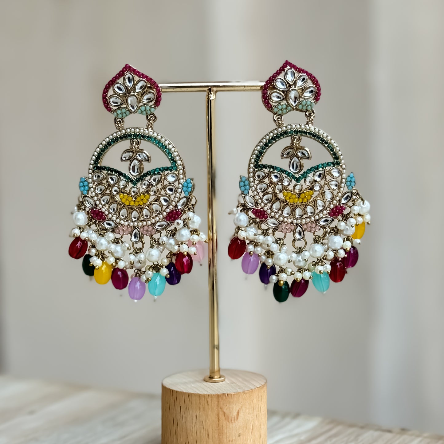 Zoya Jadau Chandbali Earrings -Multi