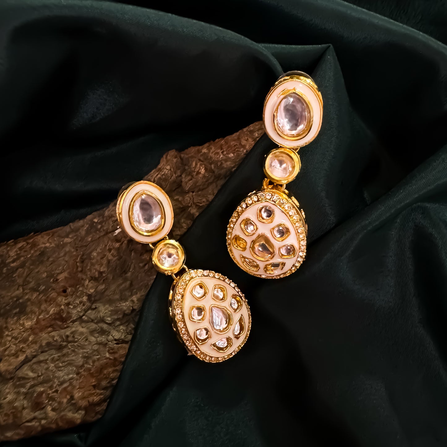 Kismat Kundan Earrings - Golden
