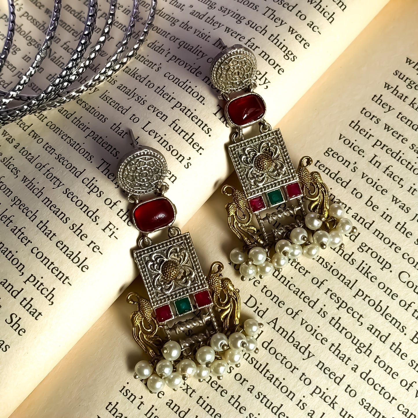 Nandini SLA Brass Earrings - Maroon