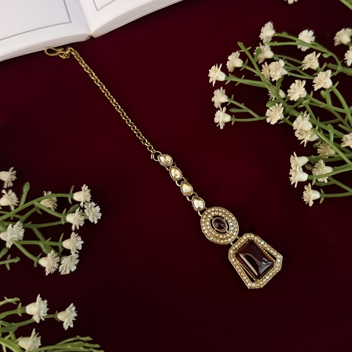 Maroon Anandita Zircone Designer Necklace Set