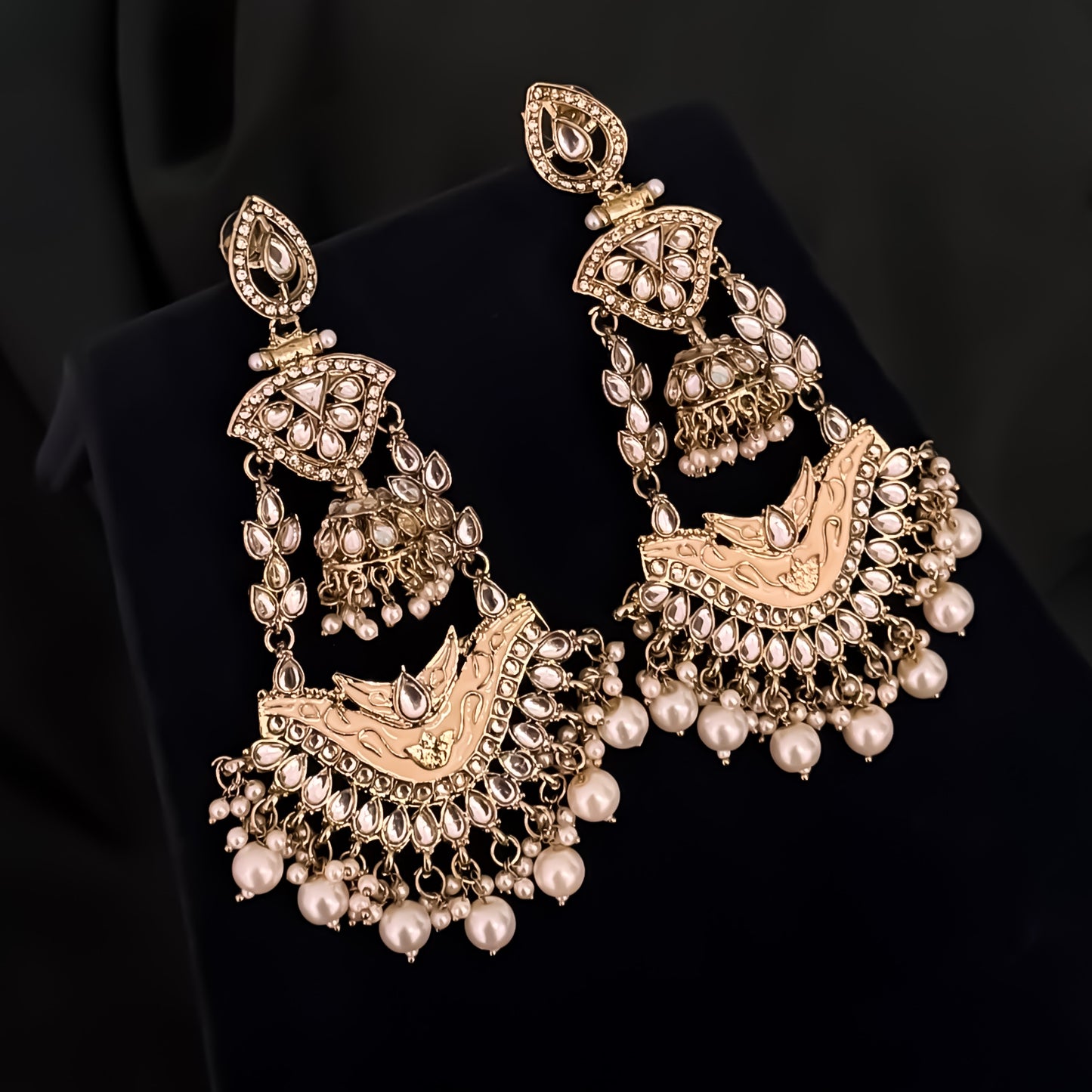 Rangat Jhumka Chandbali Earrings - Golden/Ivory