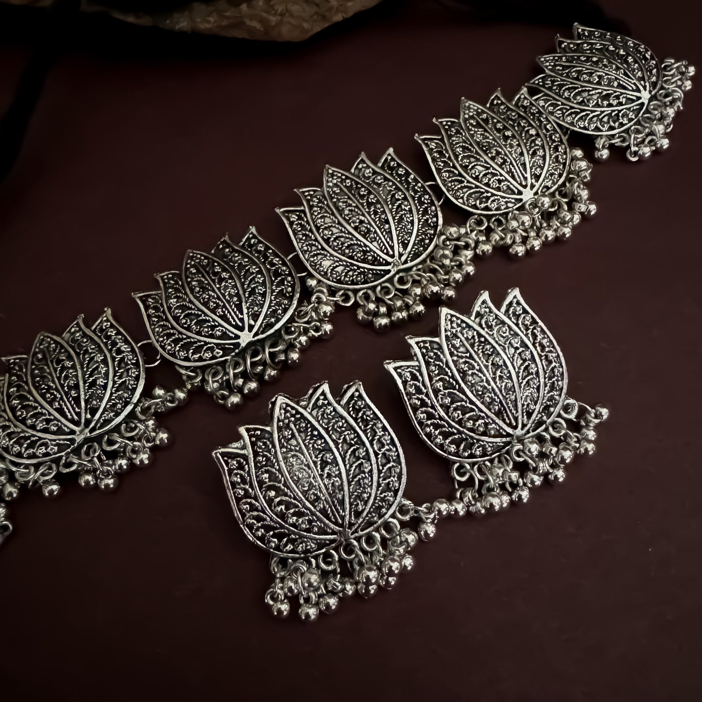 Lotus German Silver Necklace Set