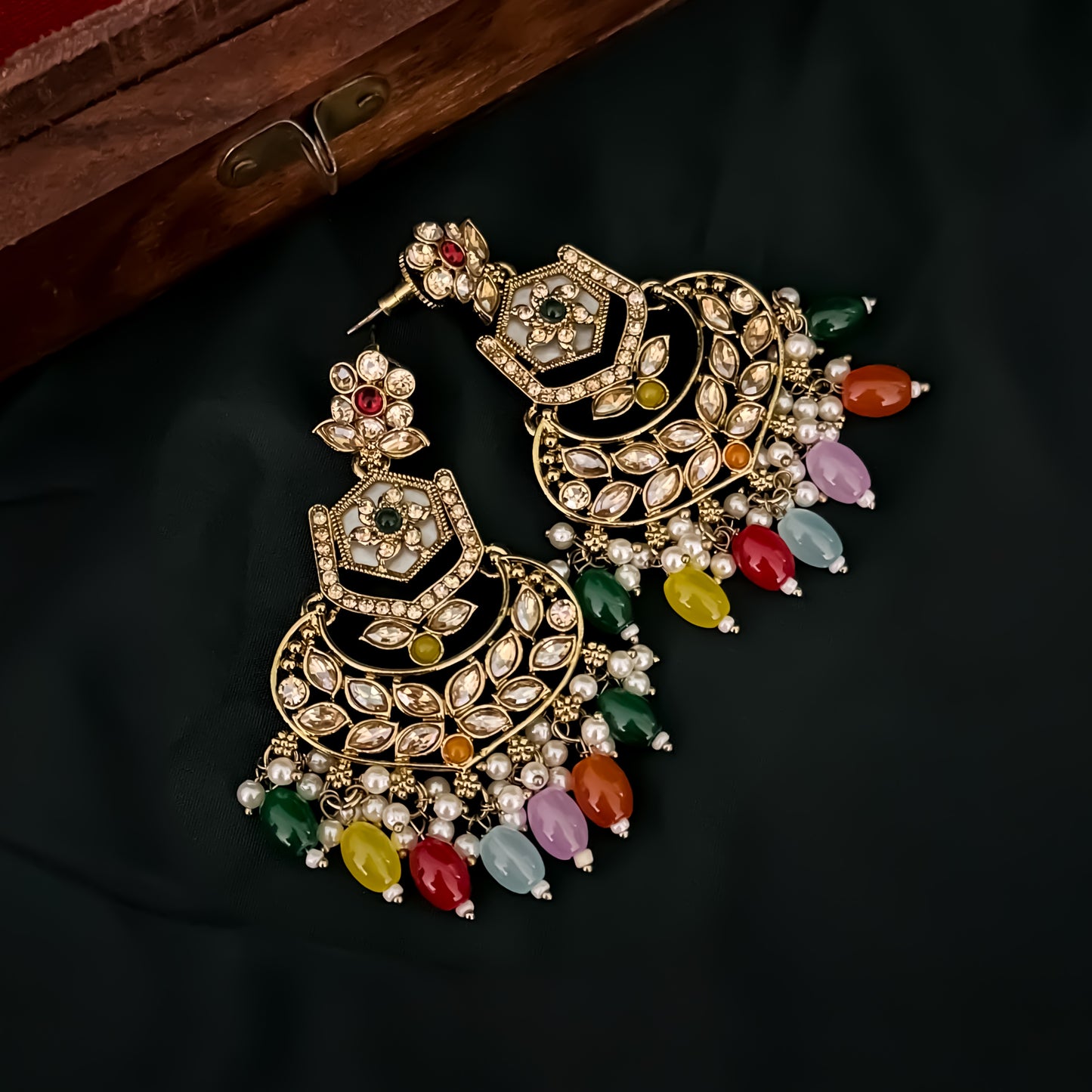 Mahal MOP Reverse AD Necklace Set - Multi