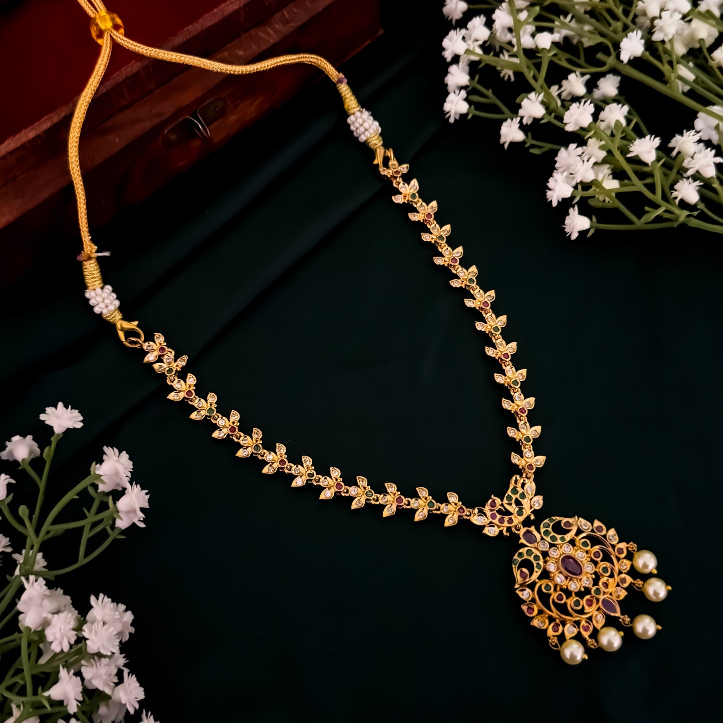 Kalini Peacock Motif American Diamond Studded Necklace Set
