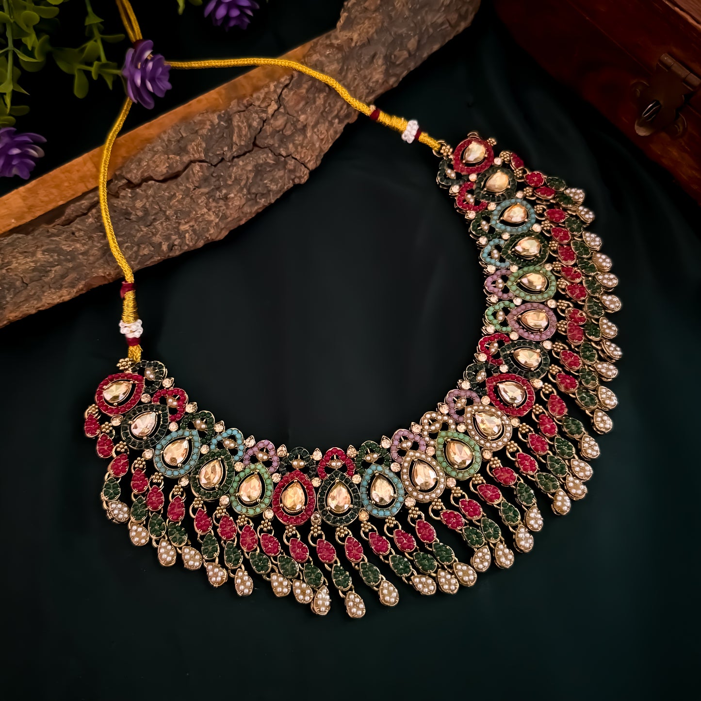 Lekhya Jadau Reverse AD Necklace Set