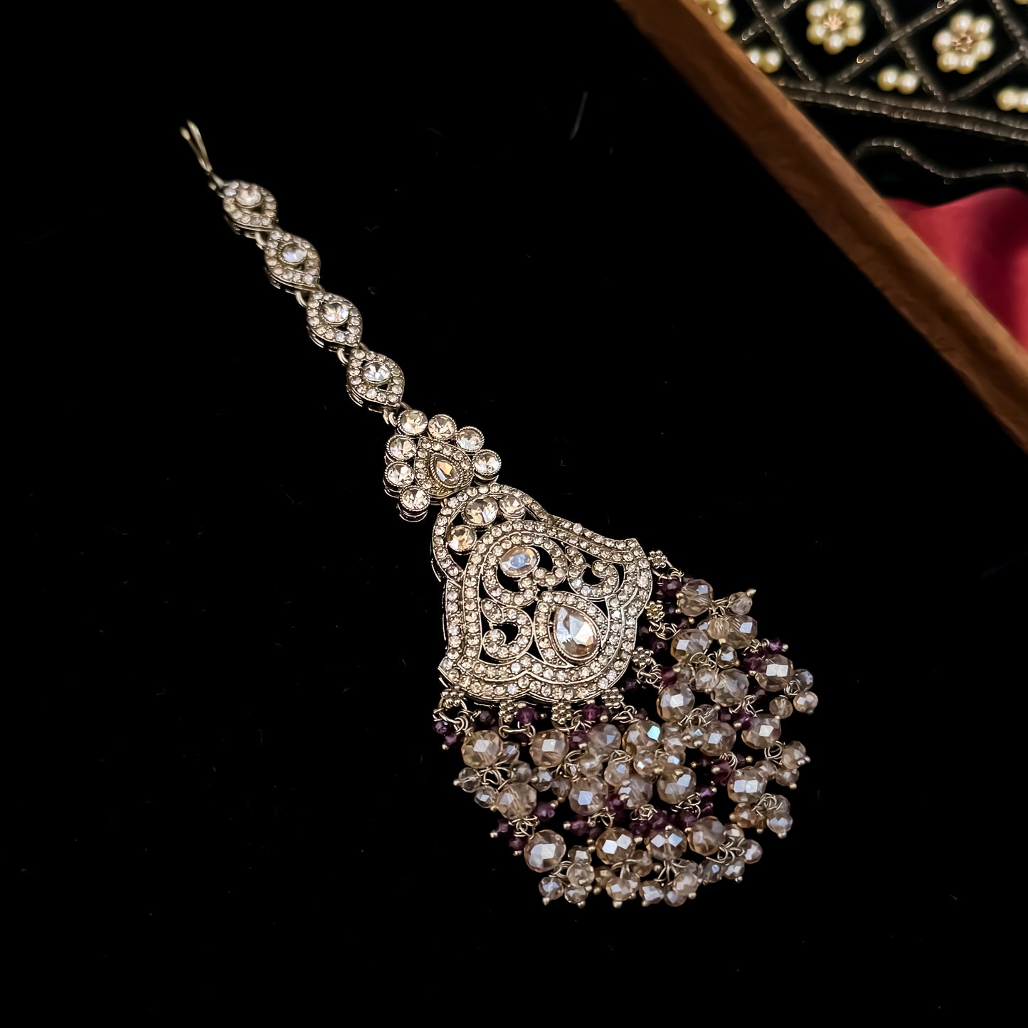 Madiha Premium Reverse AD Necklace Set - Maroon