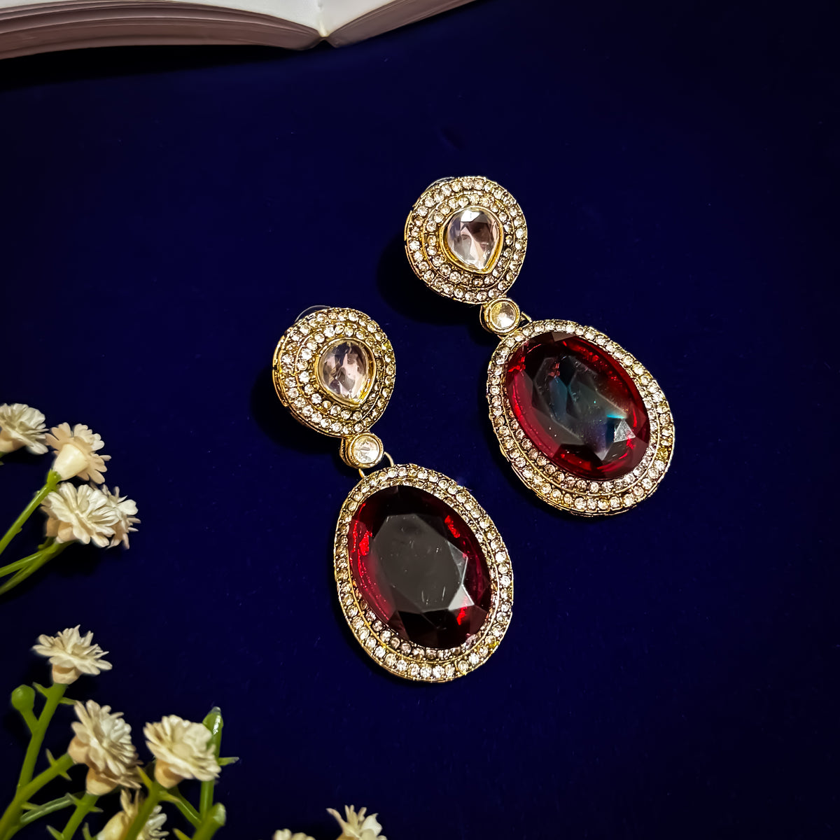 Maroon Veronica Double Layer Polki Look Alike Necklace set