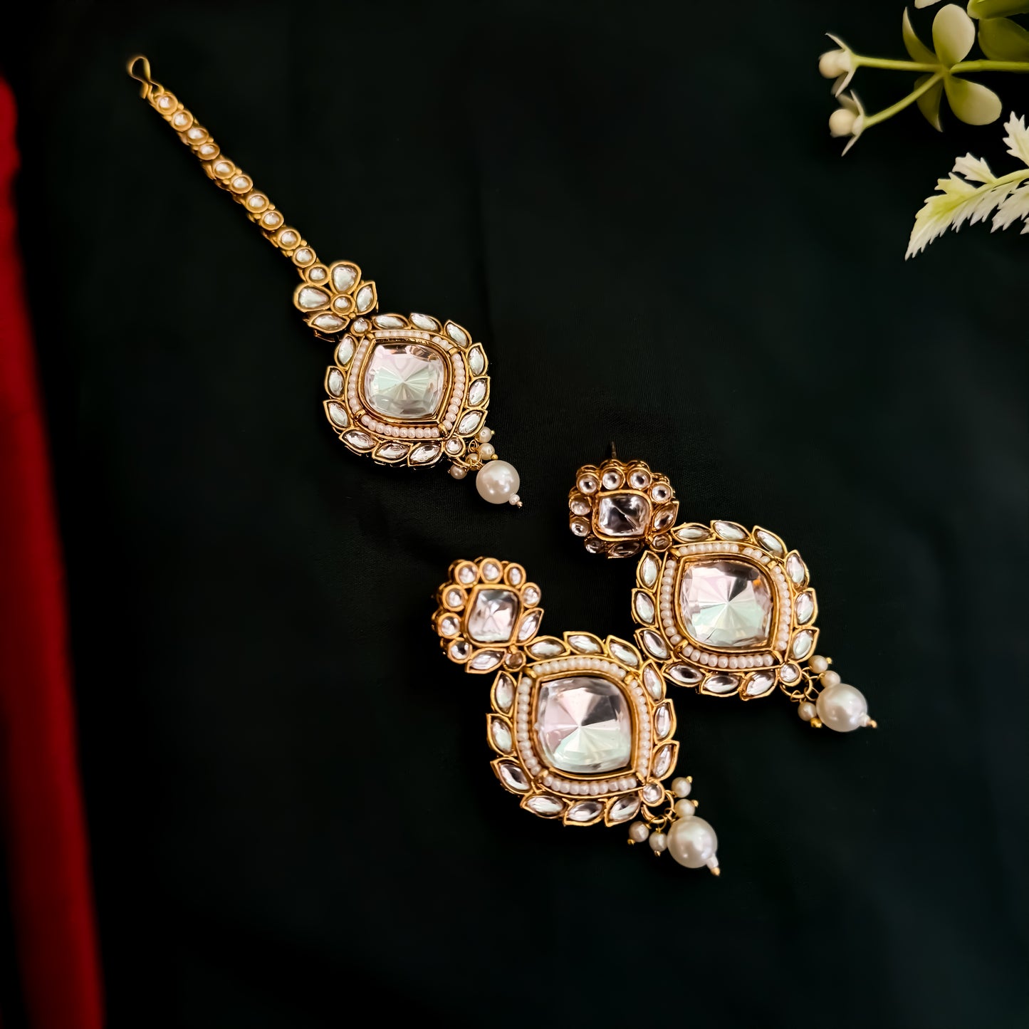 Lahari Kundan Long Necklace Set - Green