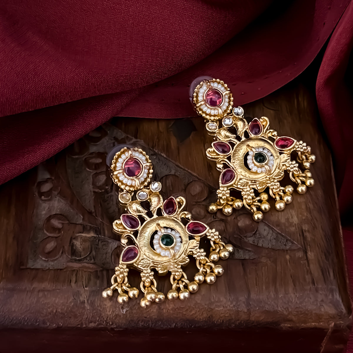 Pink & Green Vidya Rajwadi Choker Necklace Set