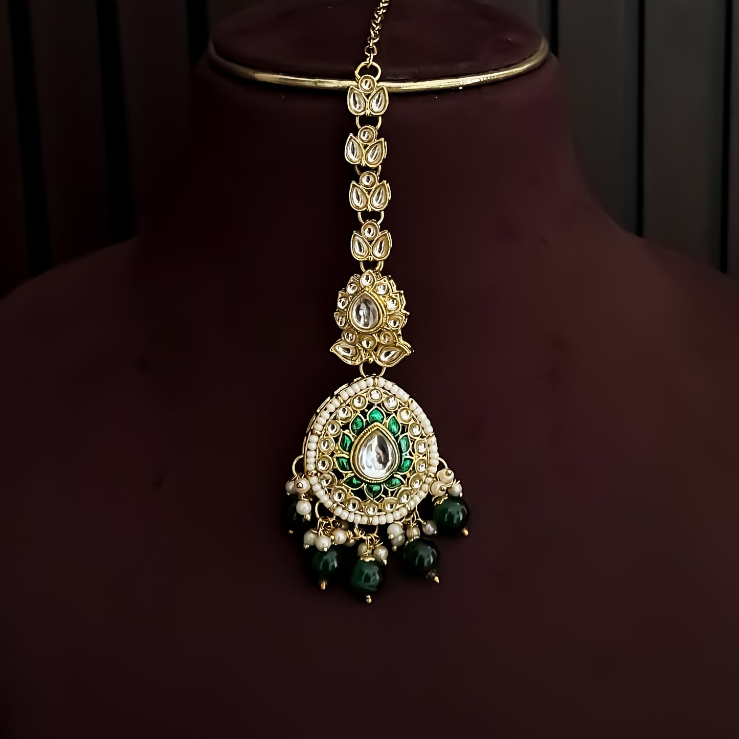 Shireen Premium Meenakari Kundan Choker Necklace Set - Green