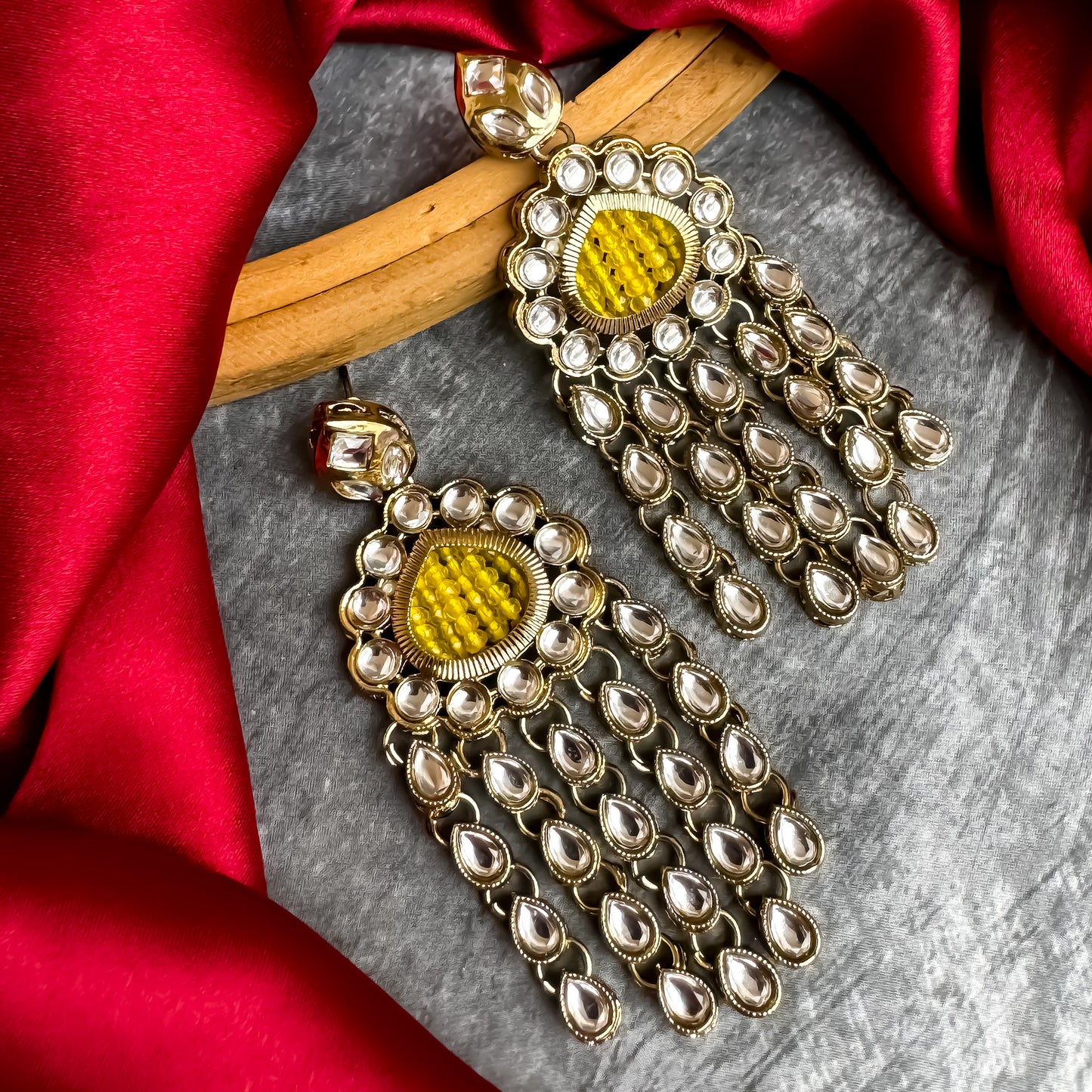 Darshana Chandbali Earrings-Yellow