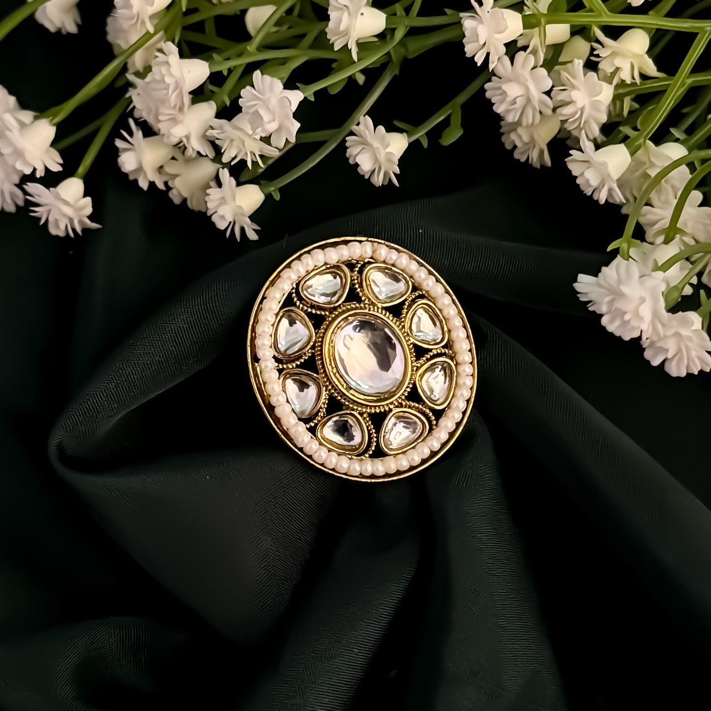Trisha Dabi kundan Adjustable Ring