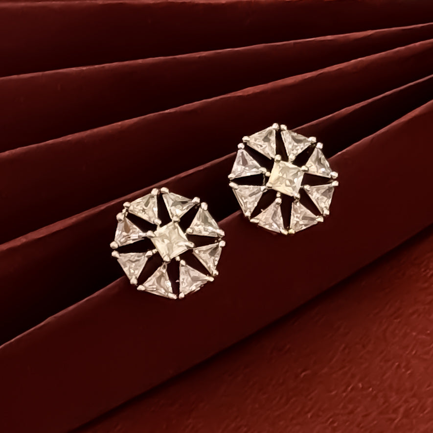 Chloe American Diamond Silver Stud Earrings
