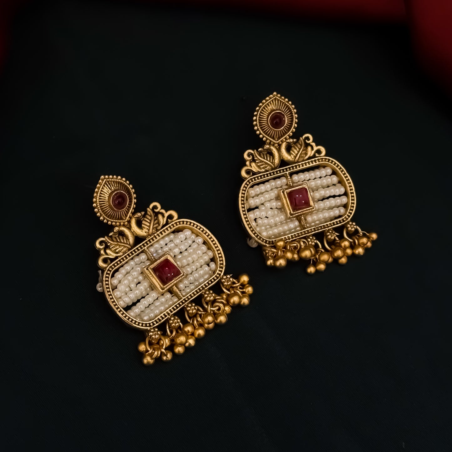 Kinjal Rajwadi Matte Polish Long Necklace Set - Pink