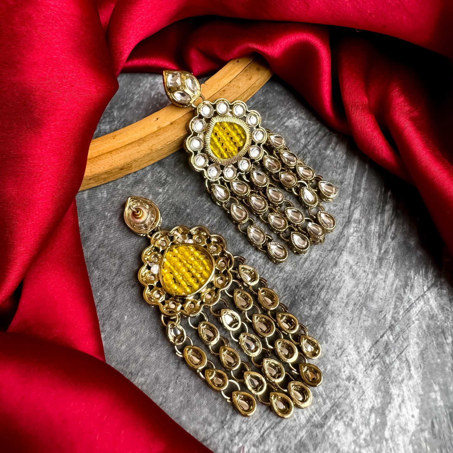 Darshana Chandbali Earrings-Yellow