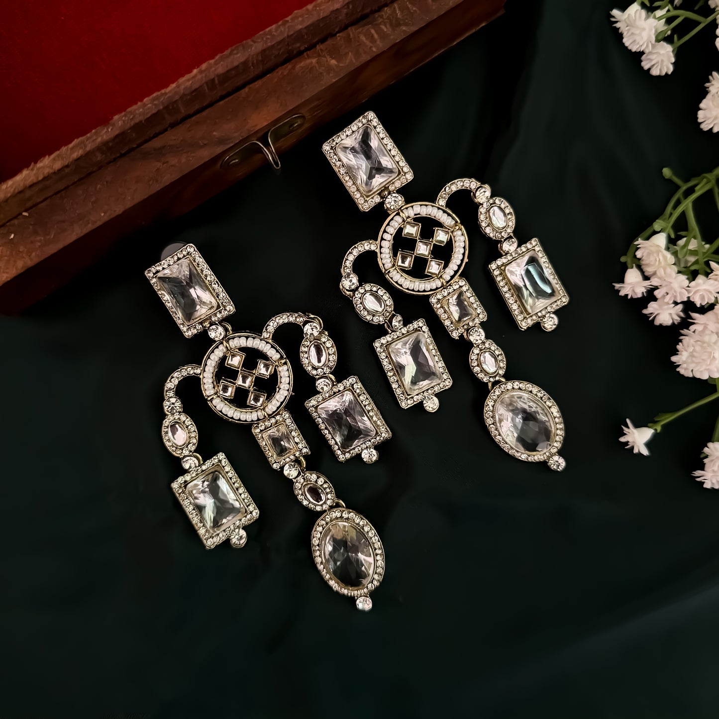Ankita Inspired Drop Earrings - Golden/Ivory