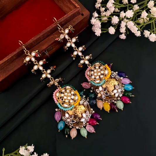 Kanak Jhumka Earrings with Sahara - Multi