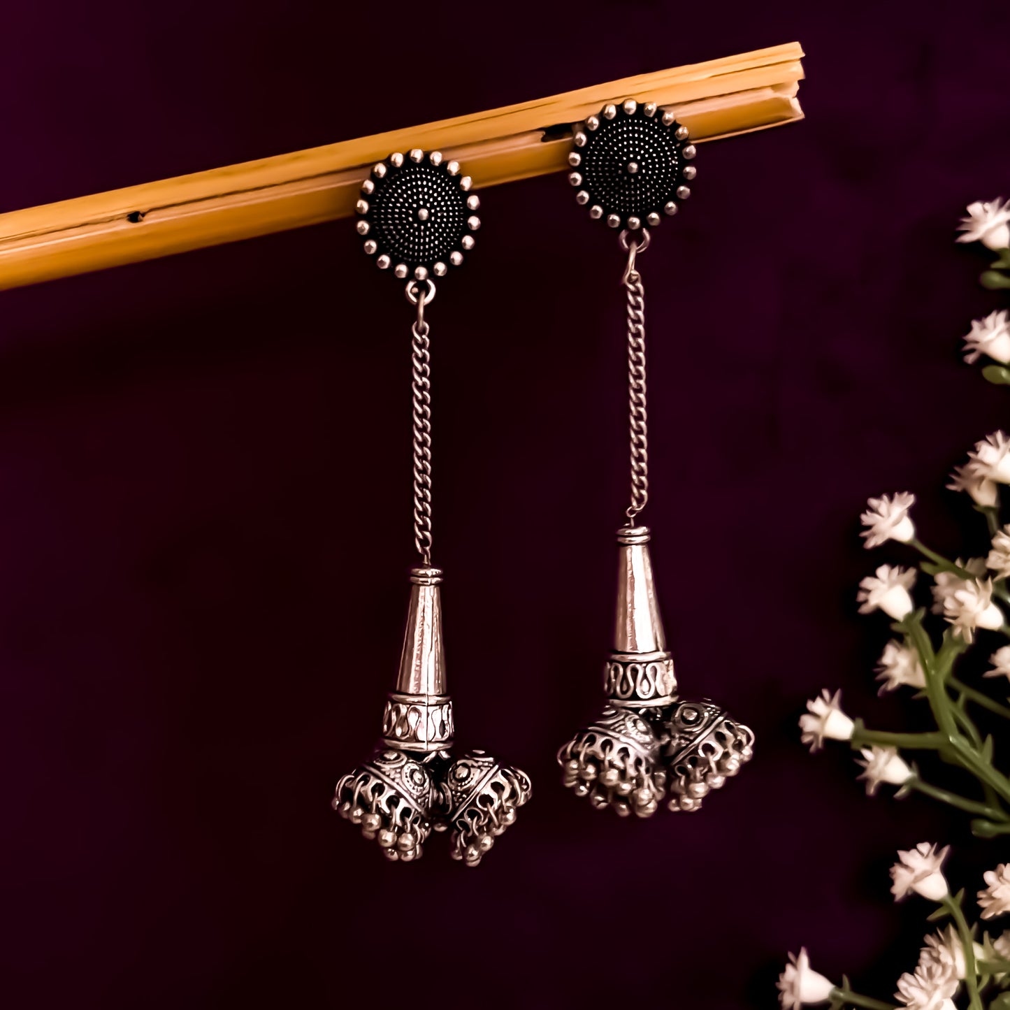 Sayali German Silver Jhumka Earrings