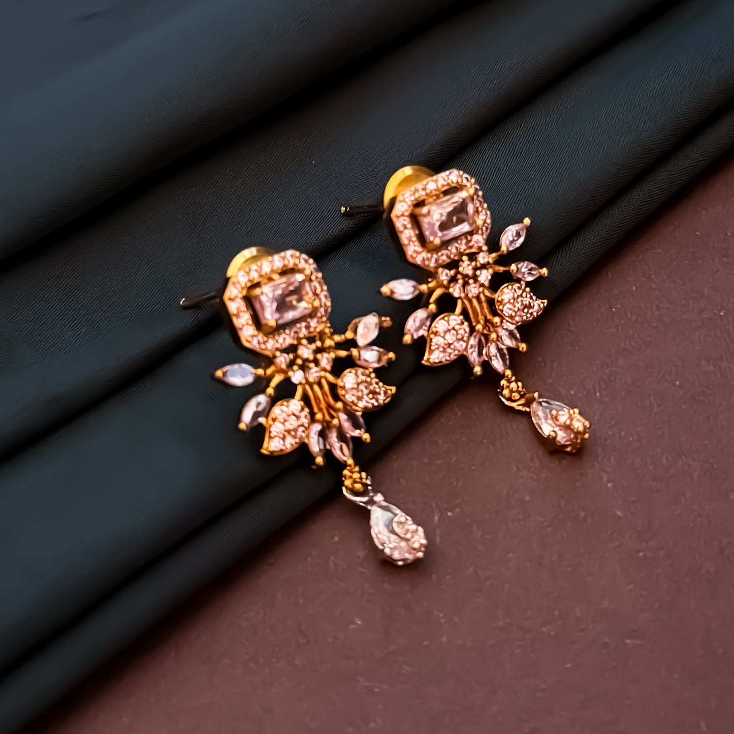 Shreshtha AD Necklace Set - Golden