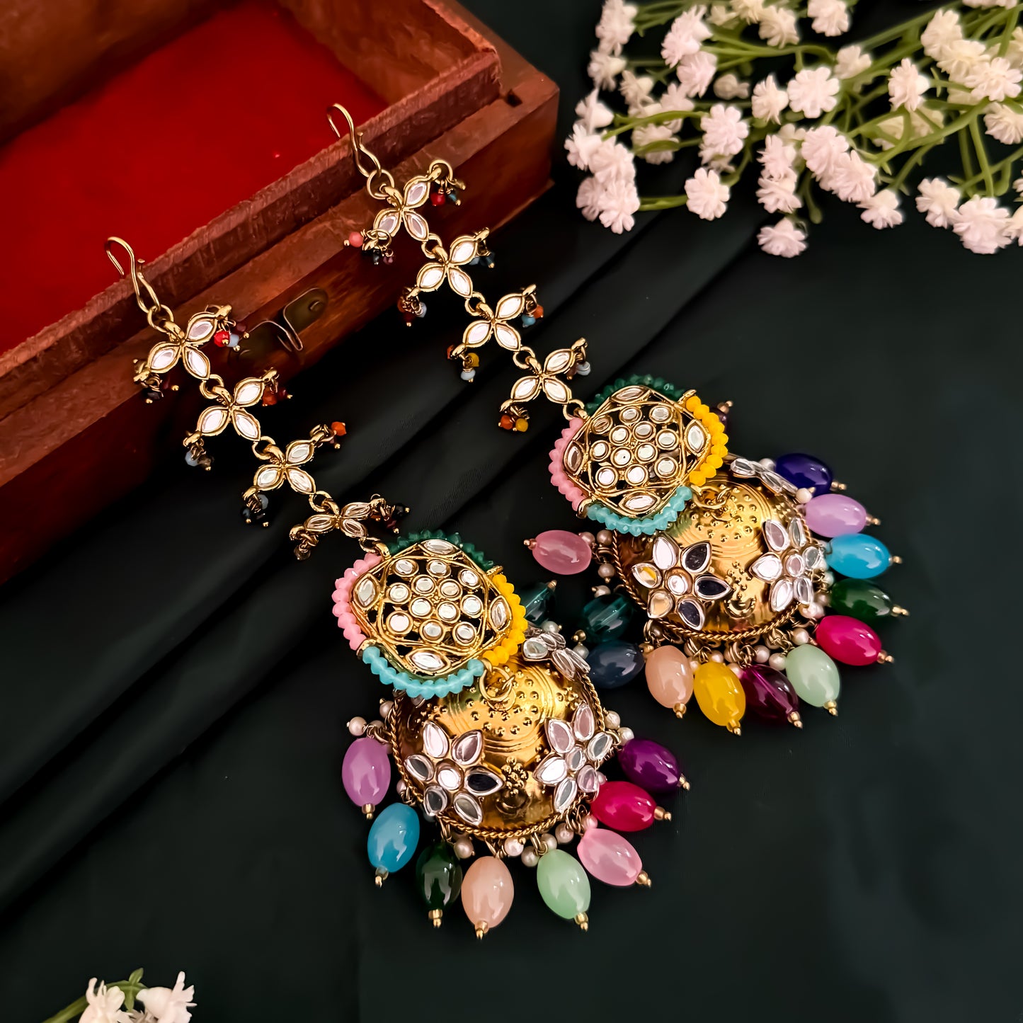 Kanak Jhumka Earrings with Sahara - Multi