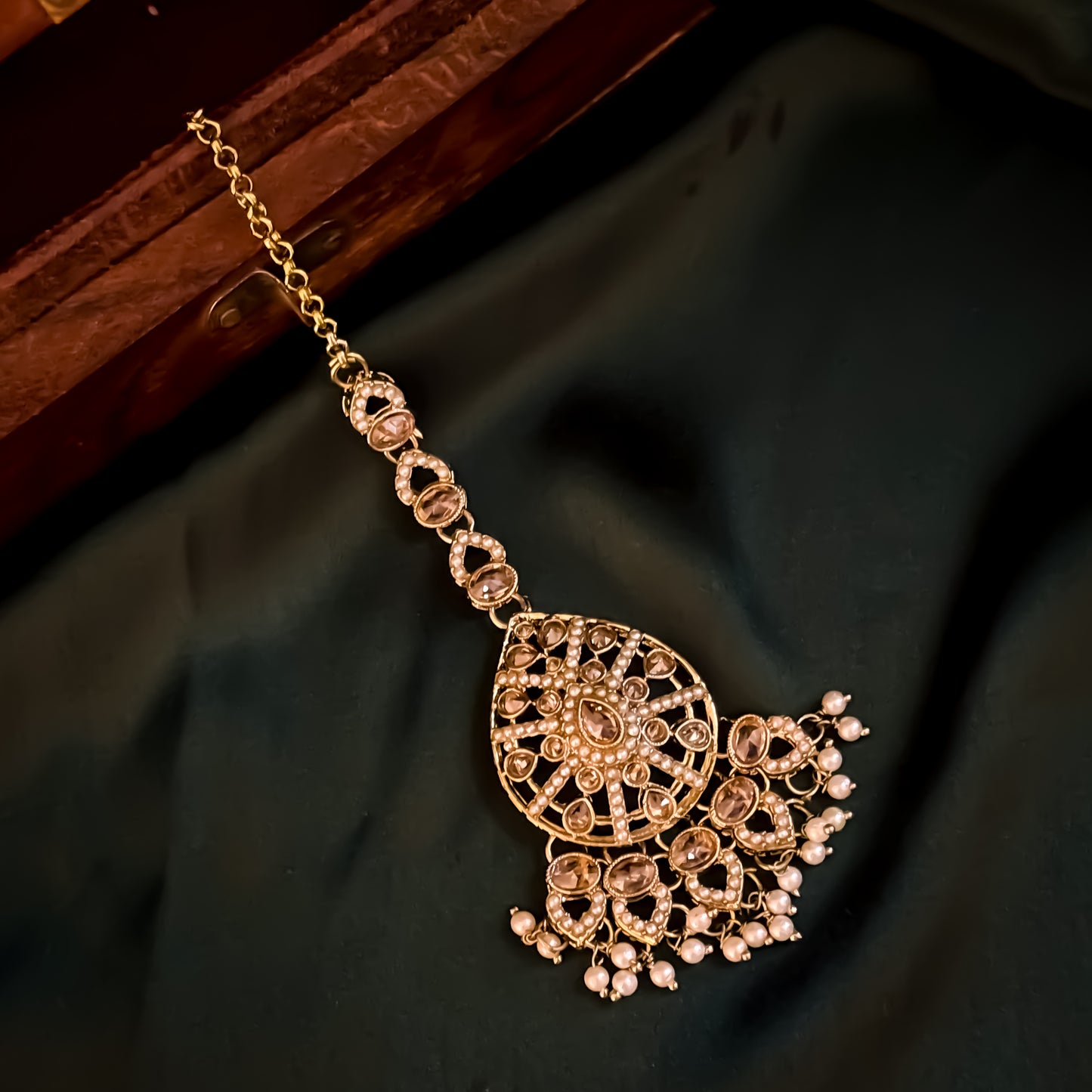 Dhriti Reverse AD Jadau Jhumka with Sahara & Teeka- Golden