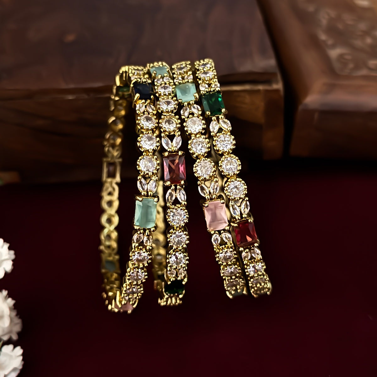 Multi Alvira Premium AD Bangles (Set of 4)