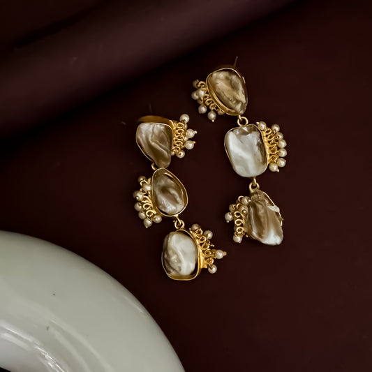Biba Baroque Pearl Brass Earrings