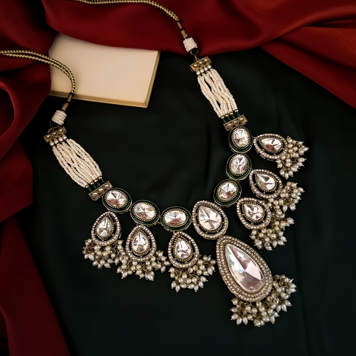 Lavanya Premium Kundan Necklace Set - Golden