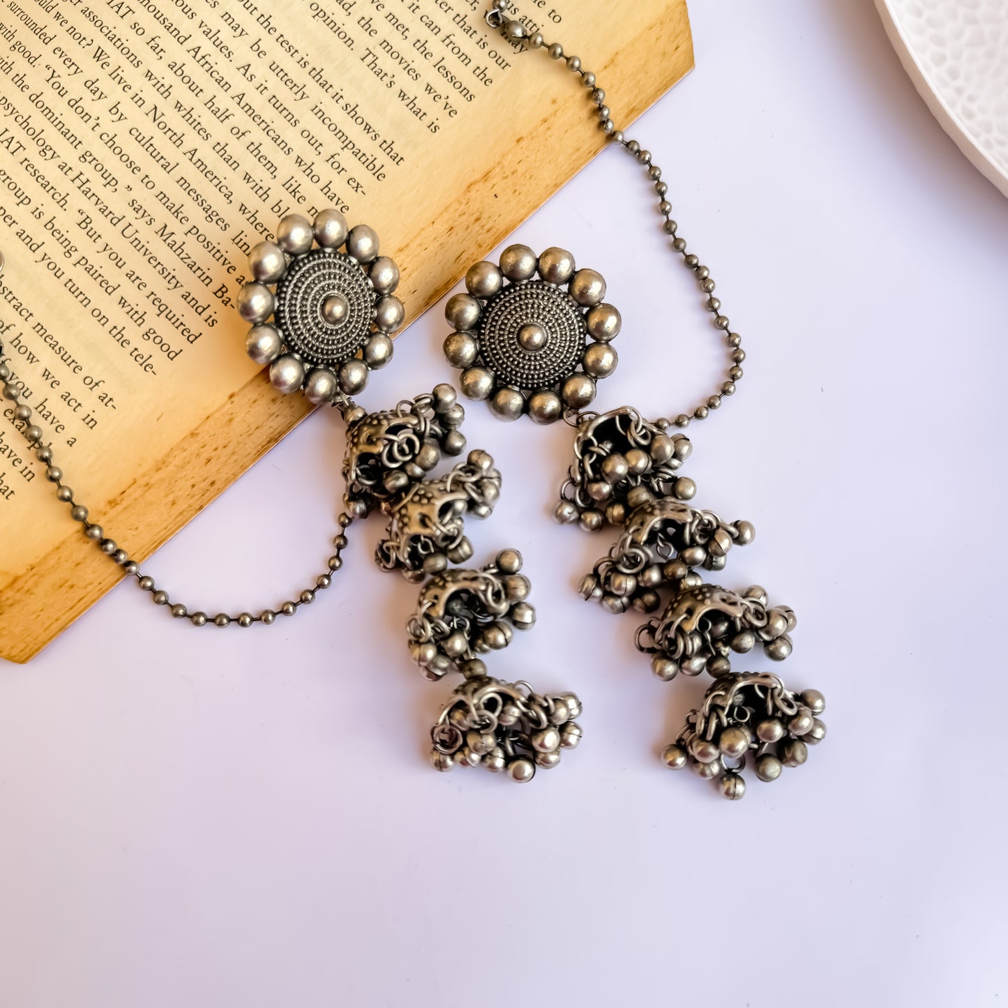 Ghunghroo Jhumka Earrings with Earchains