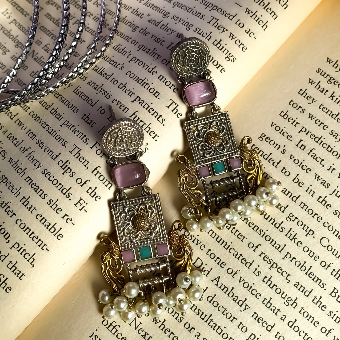 Nandini SLA Brass Earrings - Pastel Pink