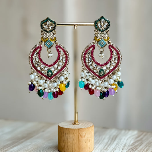 Jasmine Jadau Chandbali Earrings - Multi