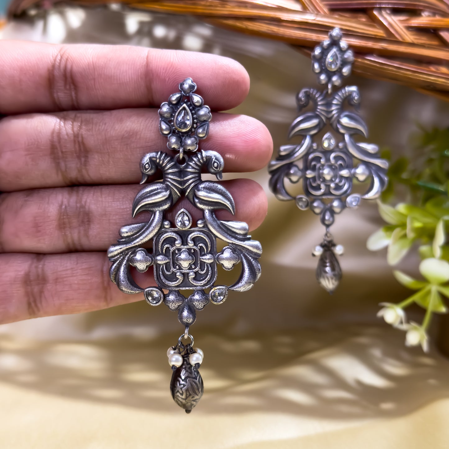 Ruhani Zircon Handcrafted SLA Brass Earrings