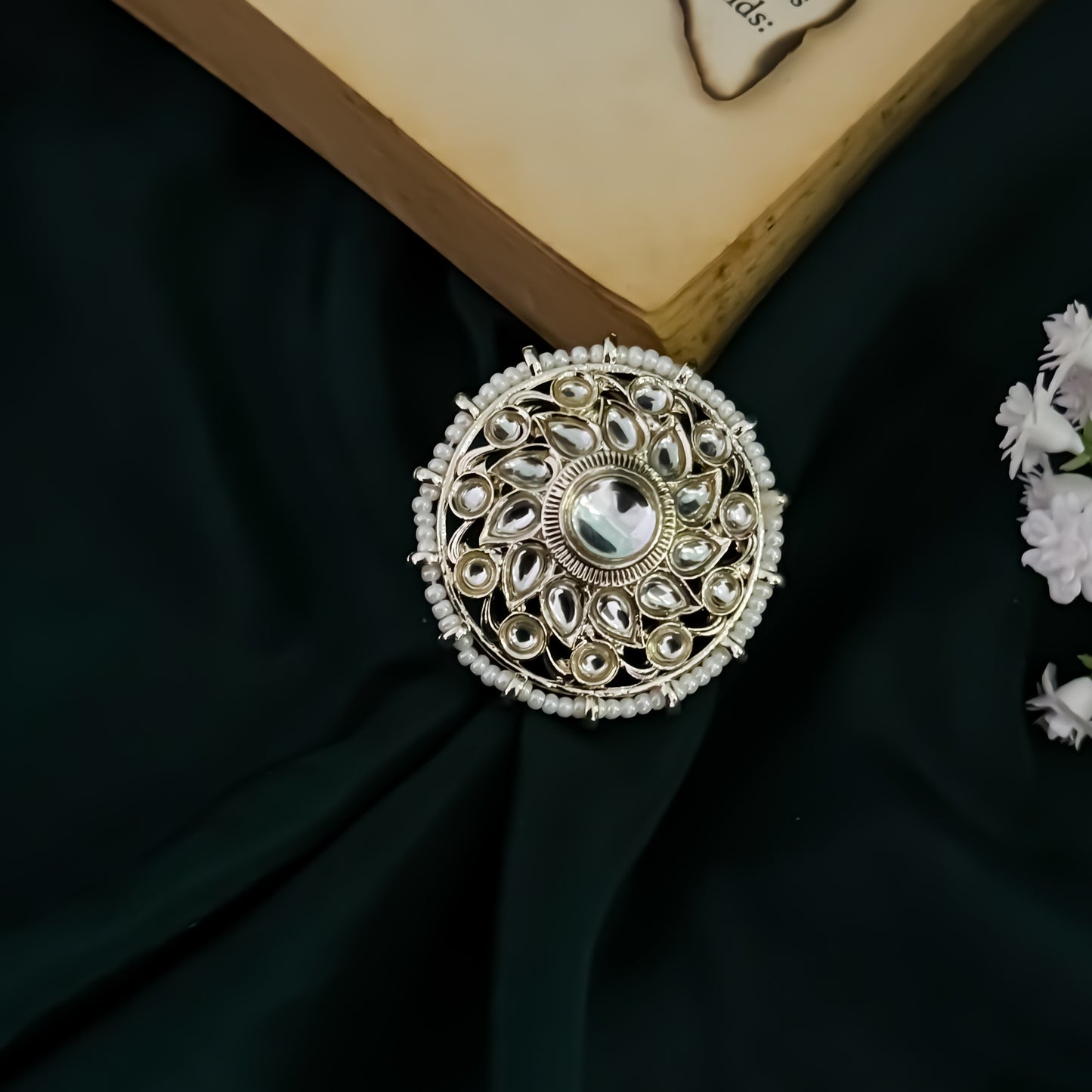 Aahira Dabi Kundan Adjustable Ring- Golden