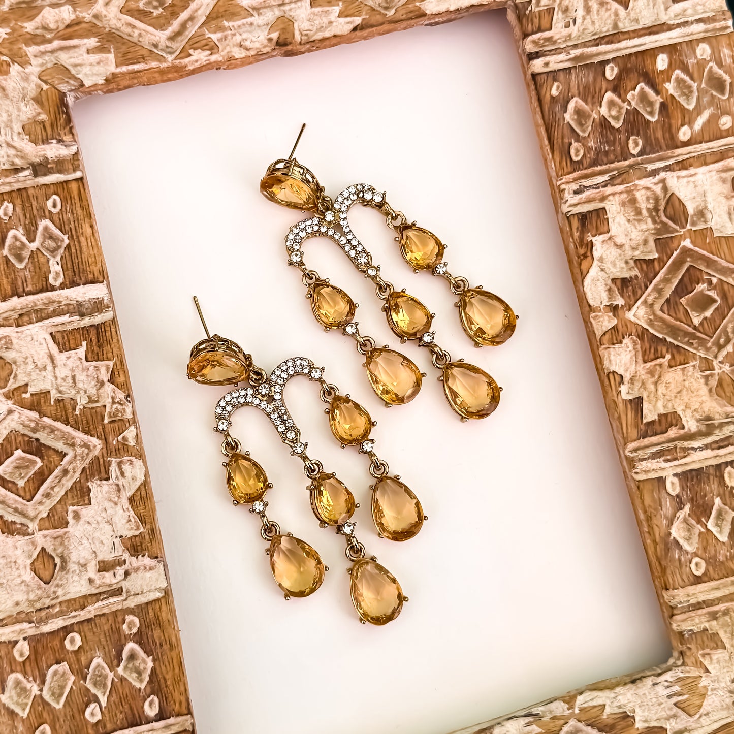 Sharon Chandelier Dangler Earrings - Champagne Gold