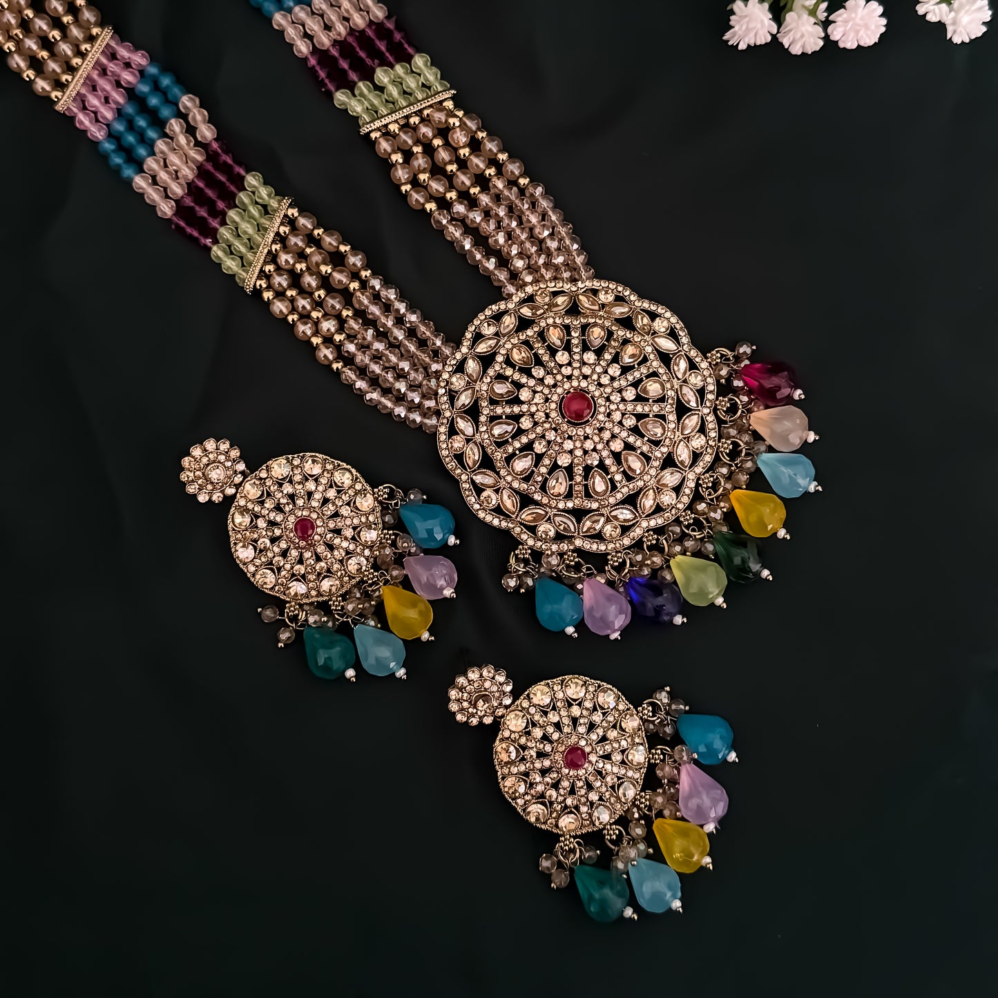 Hetal Pearl Long Necklace Set - Multi