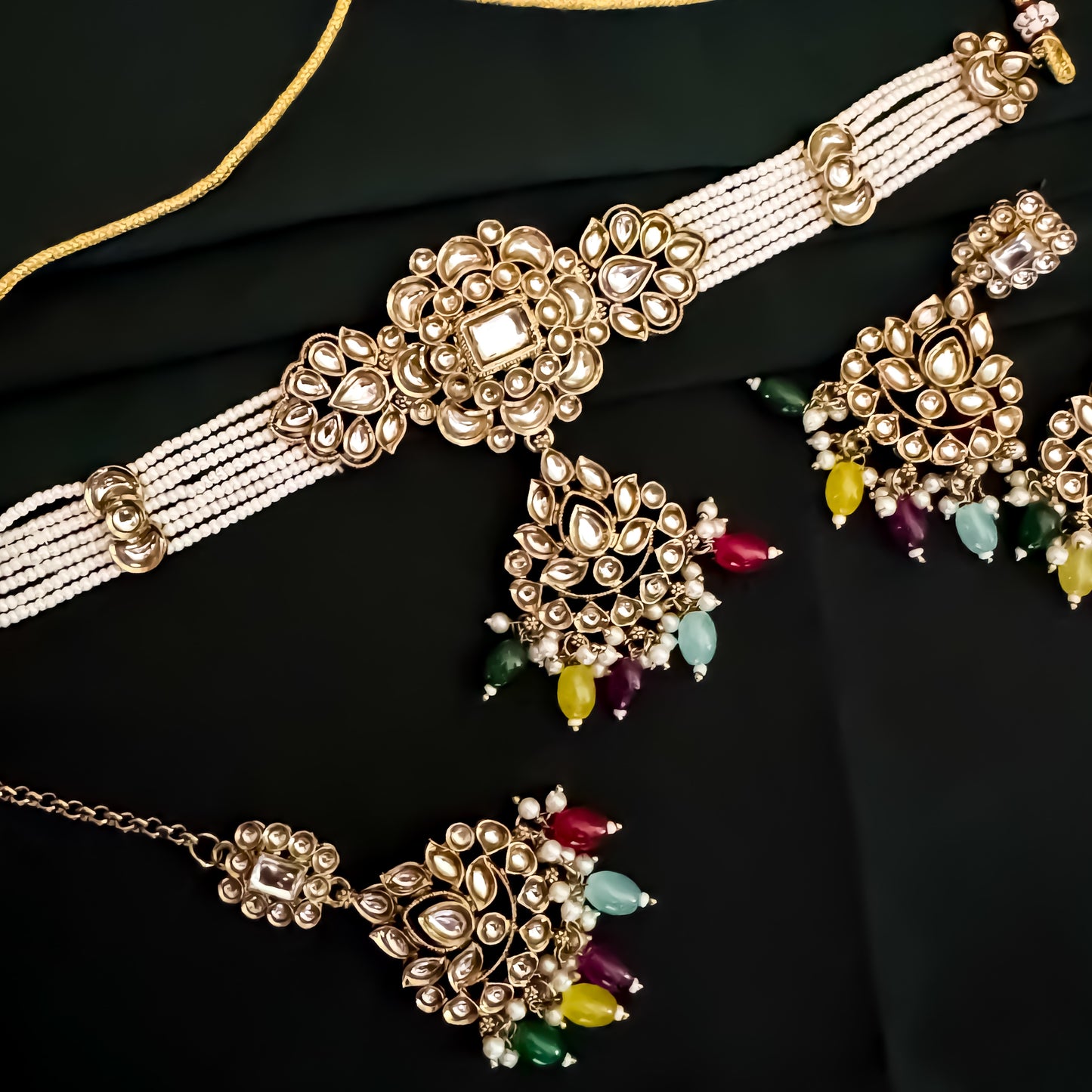 Jassit Dabi Kundan Necklace Set - Multi