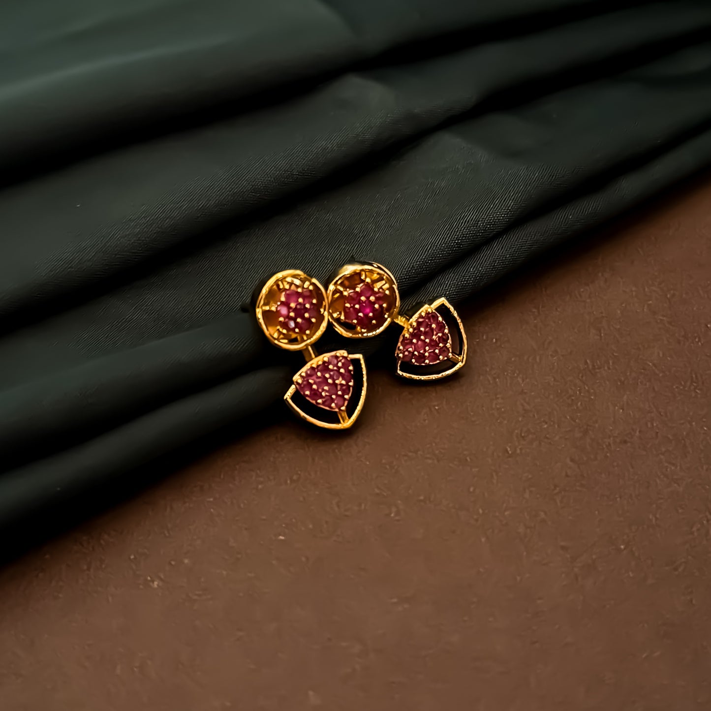 Anjari Diamond (AD) Drop Neckalce Set- Pink