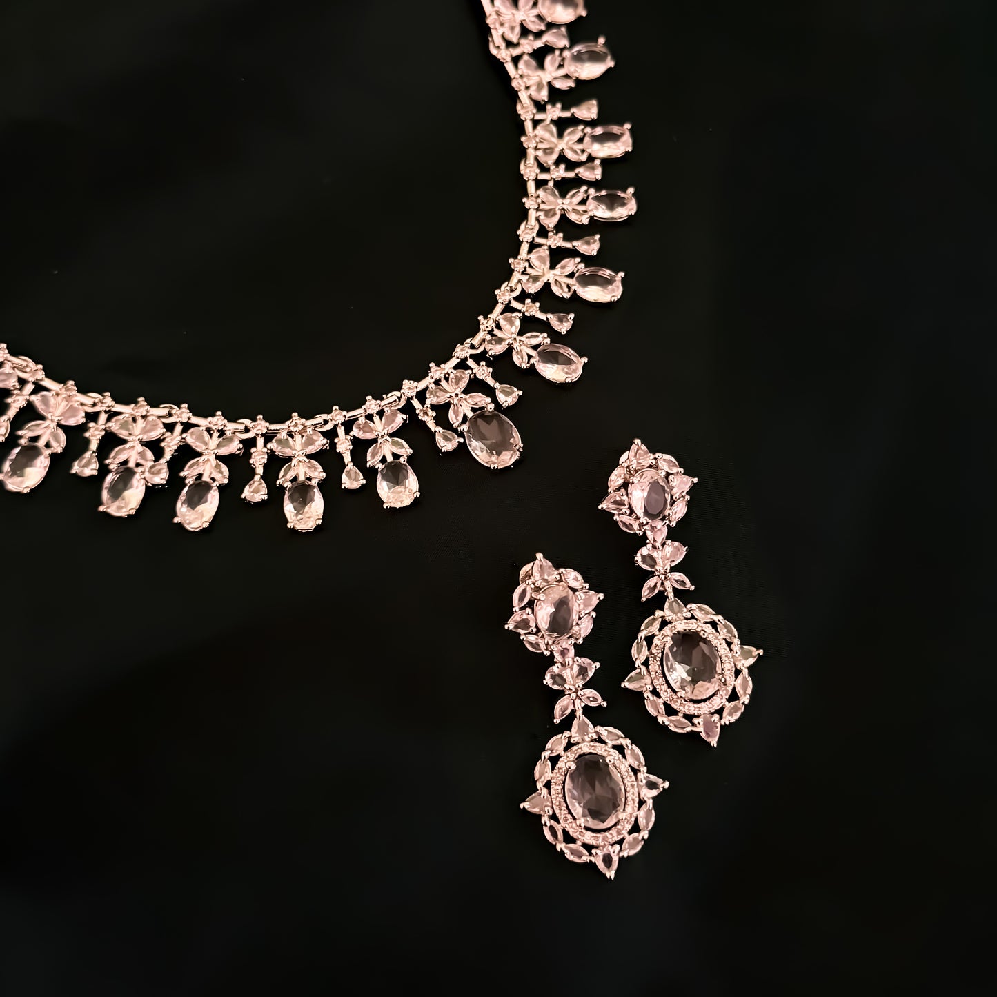 Charlotte American Diamond Necklace Set - Crystal White