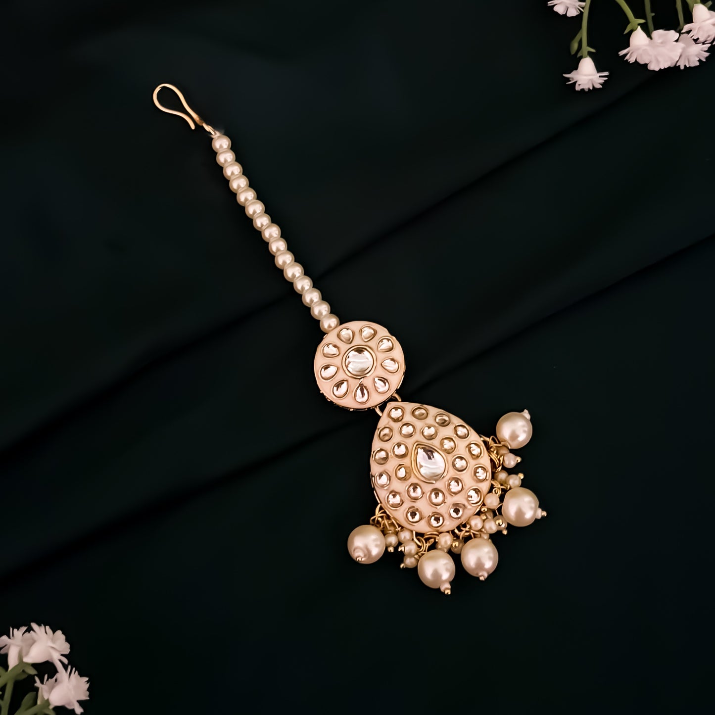 Jubina Meenakari Kundan Long Necklace Set- Golden