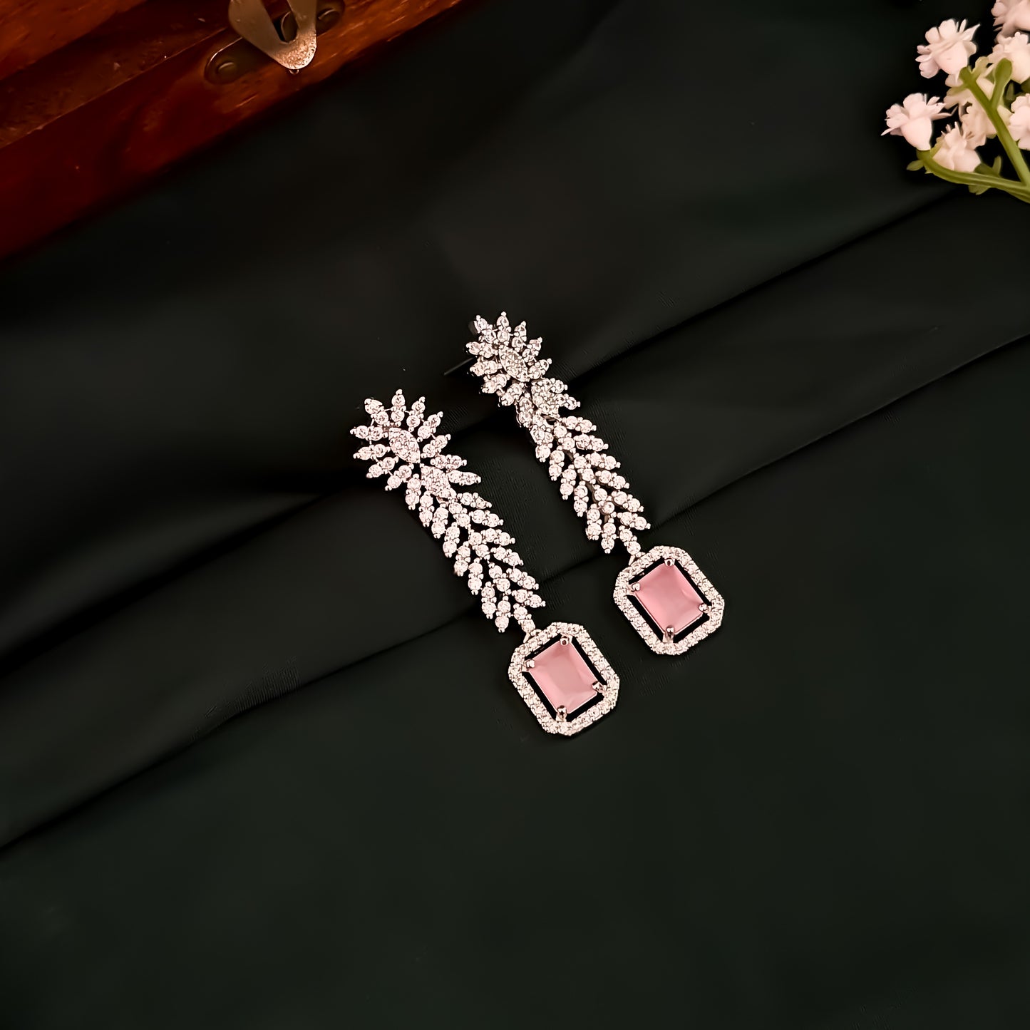 Deborah Designer Diamond Necklace Set - Pastel Pink