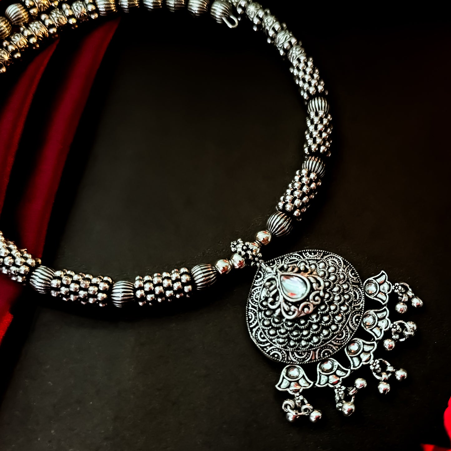 Harshina Hasli Oxidised Necklace Set