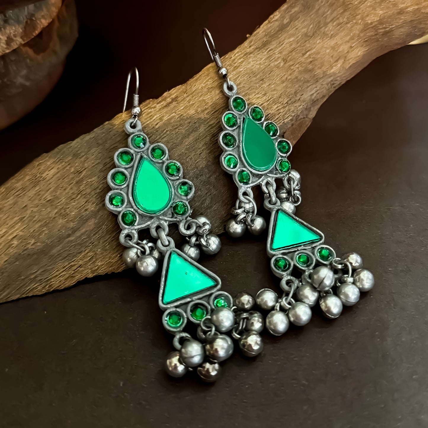 Chandrika Vintage Afghani Earrings - Green