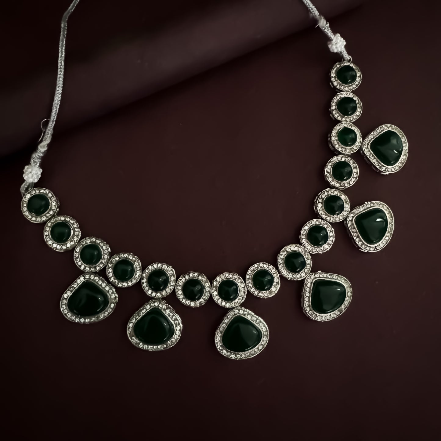 Minal Monalisa Stone Necklace Set- Green