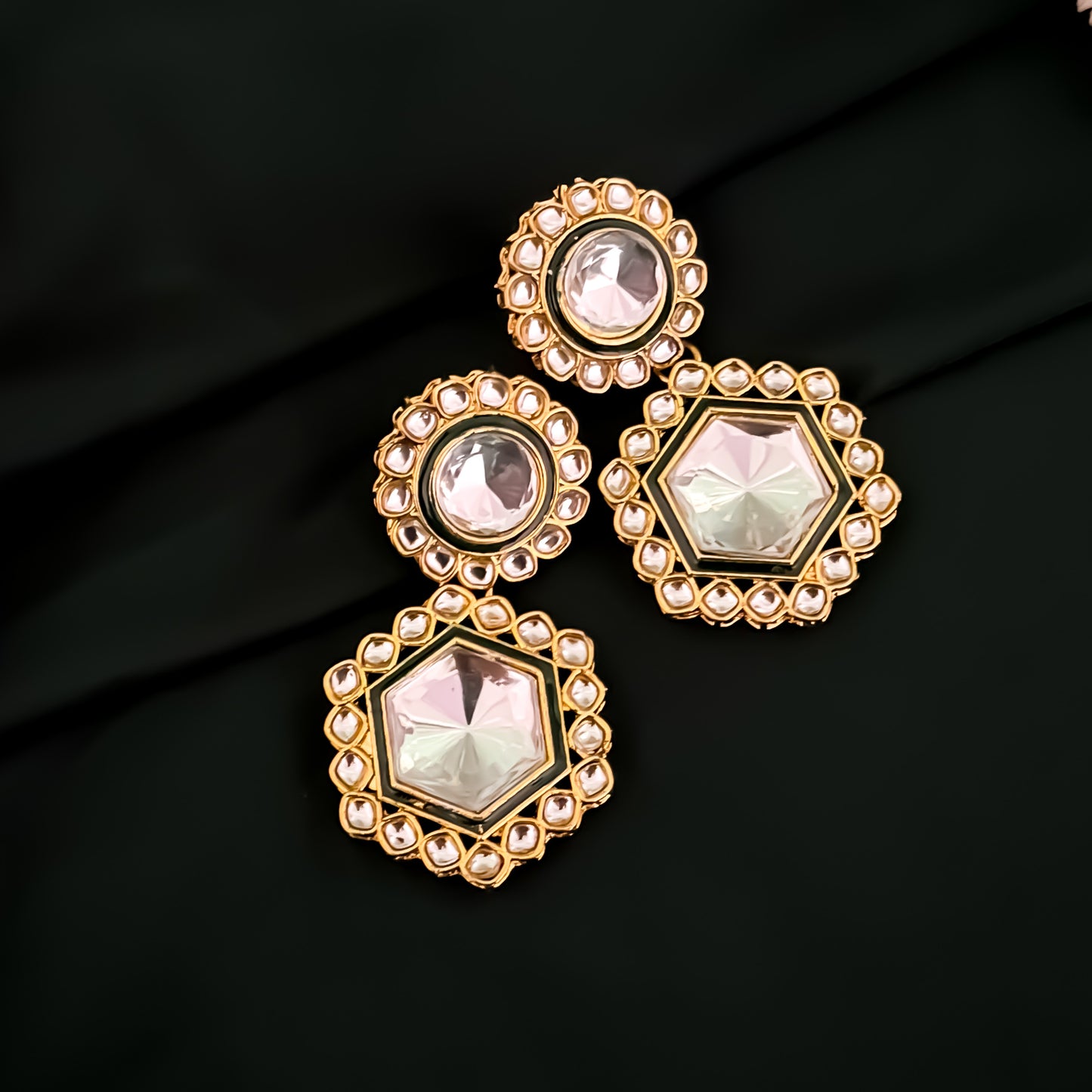 Sunidhi Kundan Long Necklace Set- Golden