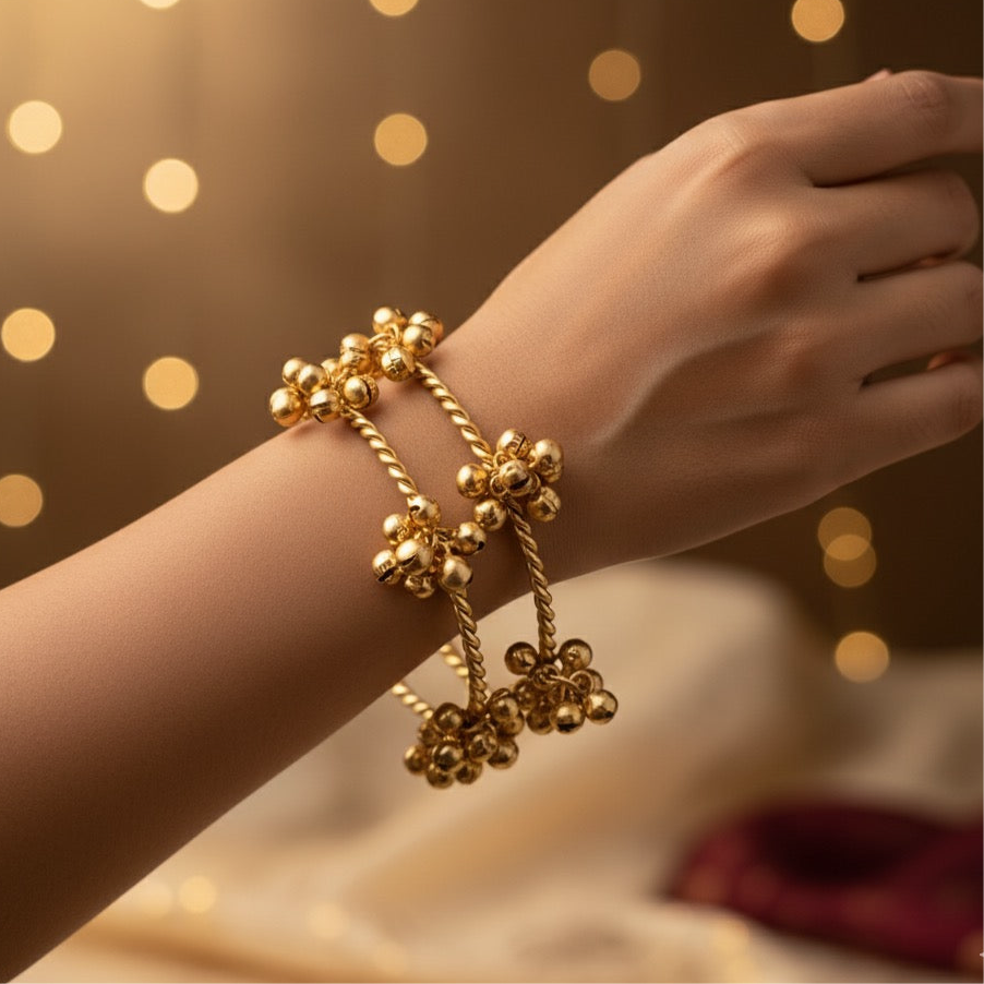 Karishma Kashmiri Gunghroo Openanble Bangle/Kada (Pair)