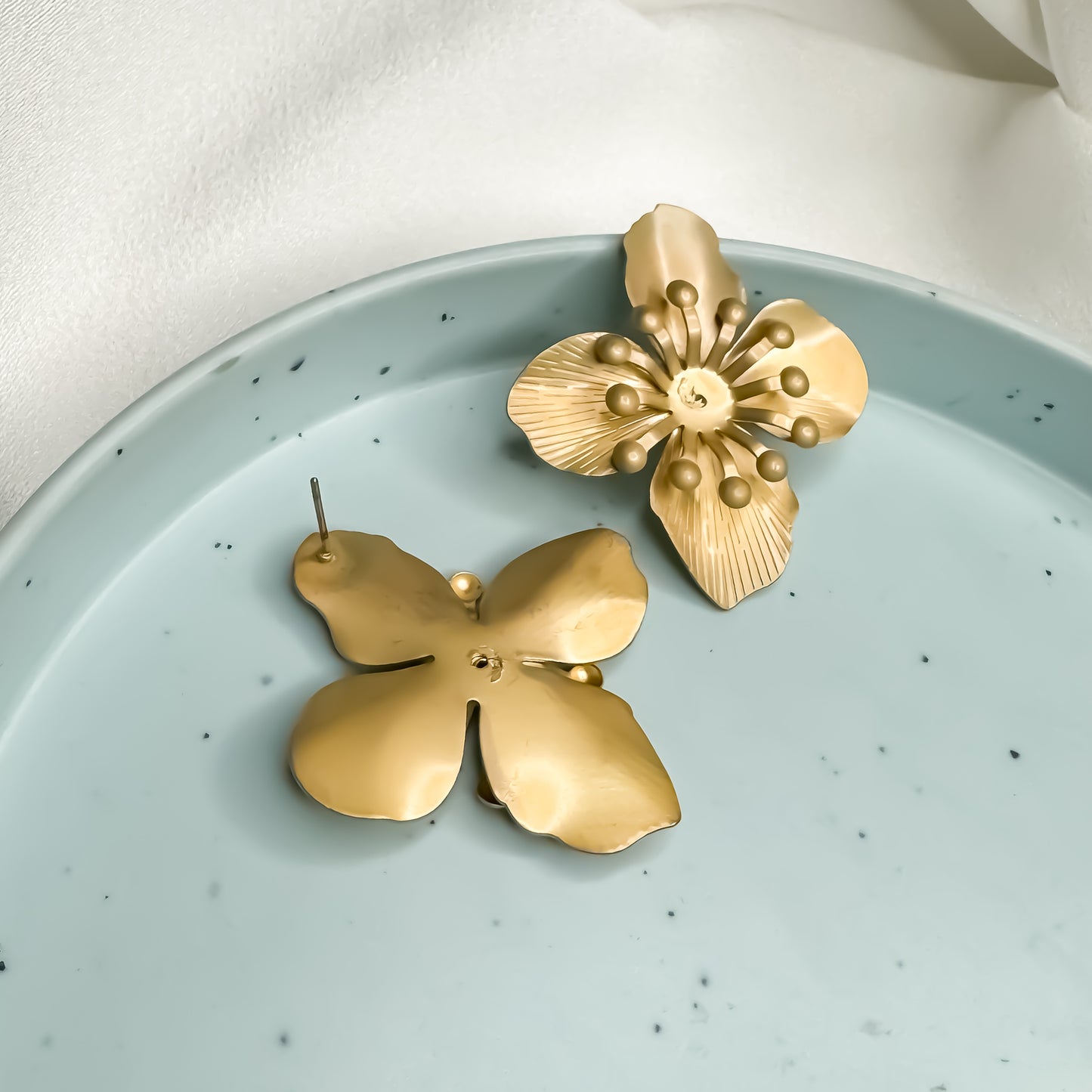 Floral Bloom Matte Polish Stud Earrings