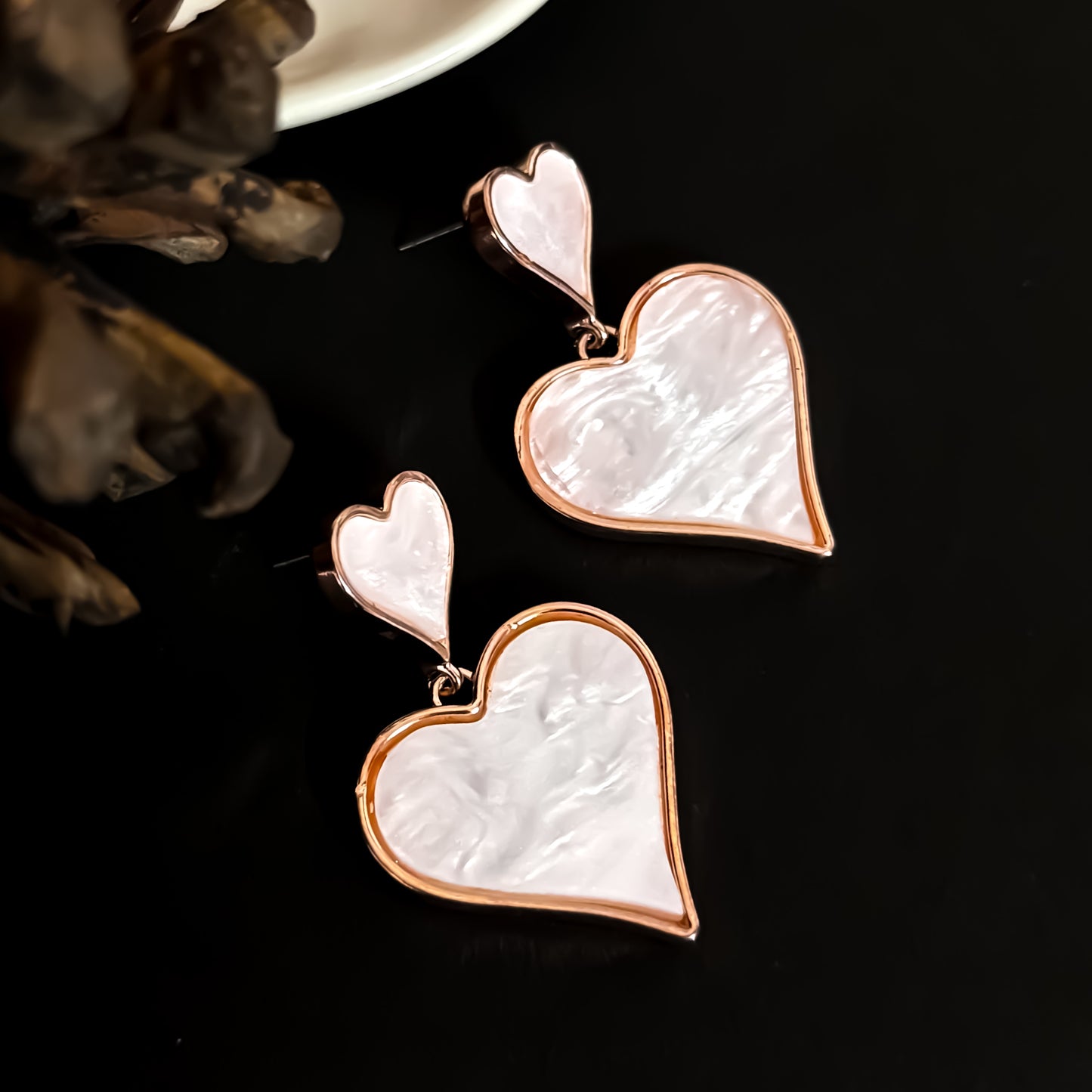 Double Heart Dangler Earrings